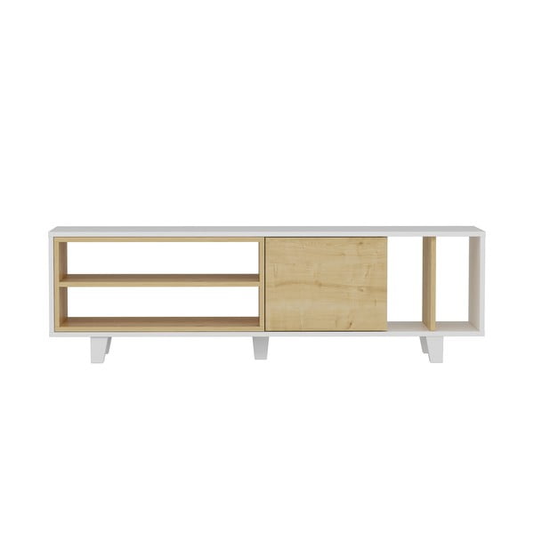 Biała szafka pod TV w dekorze dębu 160x49 cm Rosmar – Kalune Design