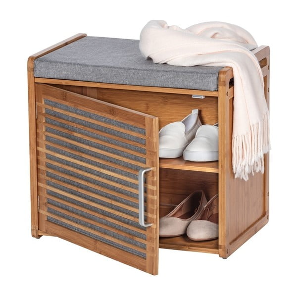 Szaro-brązowa bambusowa szafka na buty z siedziskiem Bahari – Wenko-image-4