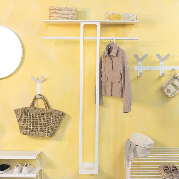 Biały stalowy wieszak ścienny z półką 100 cm Luno Large – Spinder Design-image-2