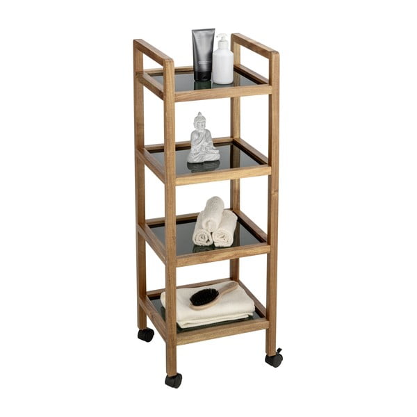 Czarno-naturalny regał łazienkowy z litego drewna akacjowego 35x101,5 cm Fondi – Wenko-image-4