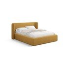 Musztardowe tapicerowane łóżko dwuosobowe ze schowkiem ze stelażem 160x200 cm Jason – Windsor & Co Sofas