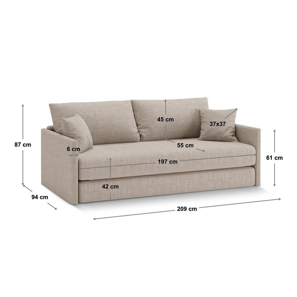 Jasnoszara rozkładana sofa z tkaniny szenilowej 209 cm Shannon – Cosmopolitan Design (zdjęcie 7)