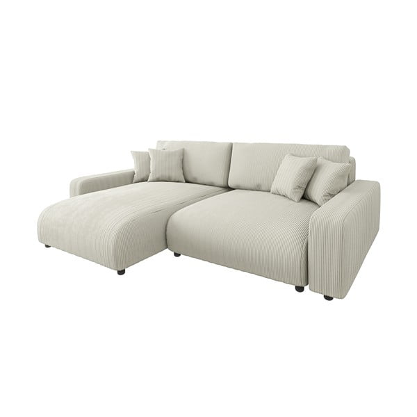 Kremowy sztruksowy rozkładany narożnik (strona zmienna) Sara – Ropez-image-2