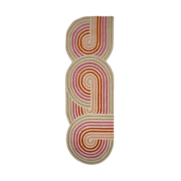 Różowy wełniany chodnik tkany ręcznie 80x300 cm Spiral Shaped  – Flair Rugs