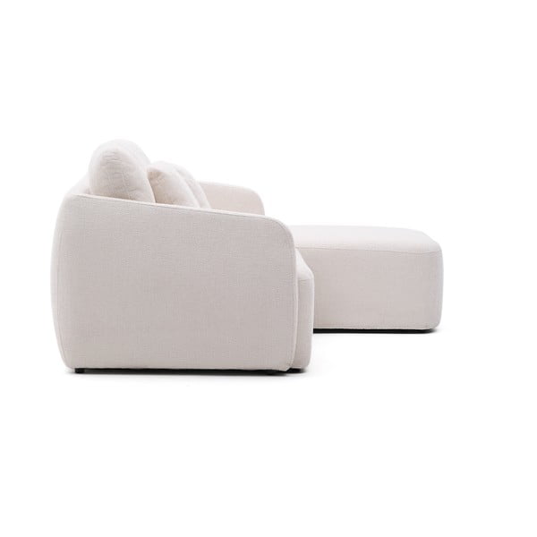 Kremowy rozkładany narożnik z tkaniny szenilowej (prawostronny/z szezlongiem) Laira – Kave Home-image-3
