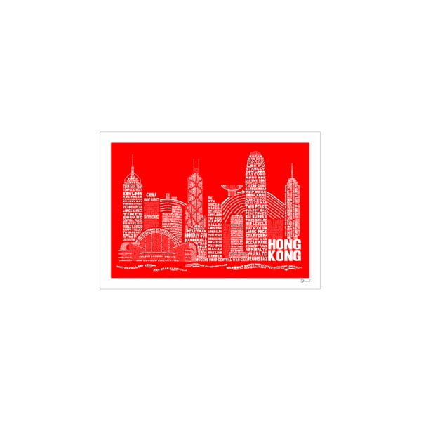 Plakat Hong Kong Red&White, 50x70 cm