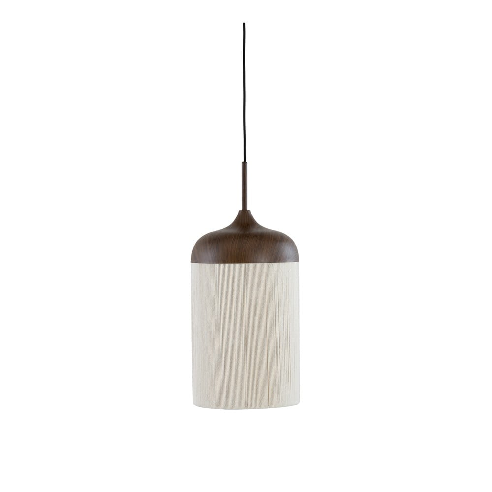 Ciemnobrązowa lampa wisząca z tekstylnym kloszem ø 22 cm Dania – Light & Living