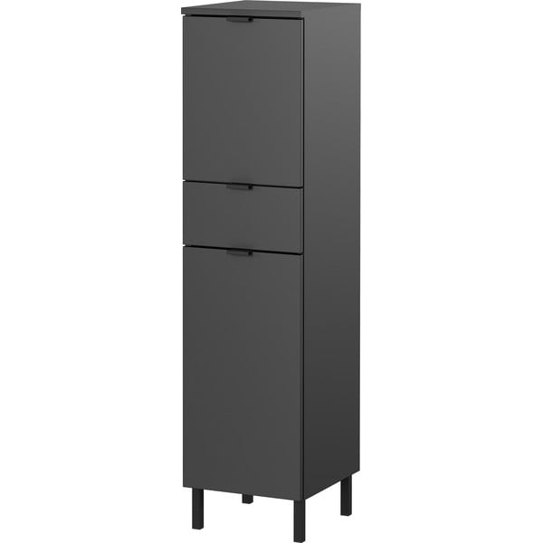 Antracytowa wysoka wąska szafka łazienkowa 30x120 cm Arcena – Germania-image-2