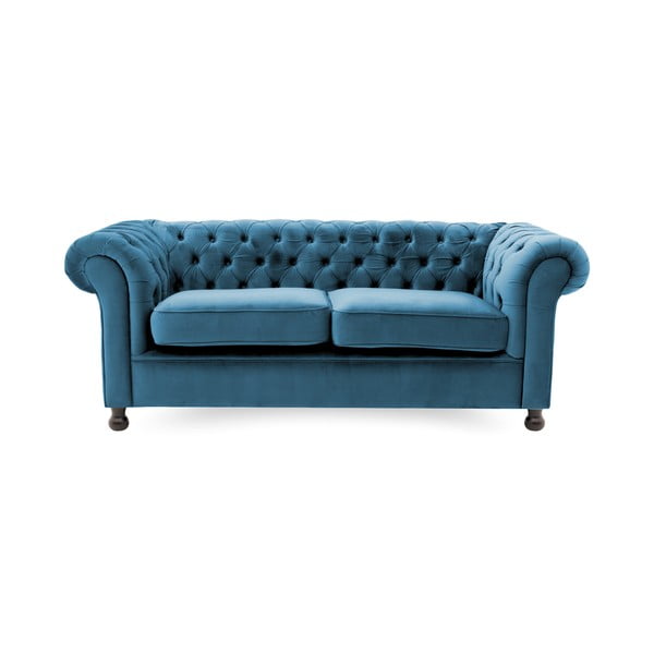 Niebieska sofa Vivonita Chesterfield, 195 cm