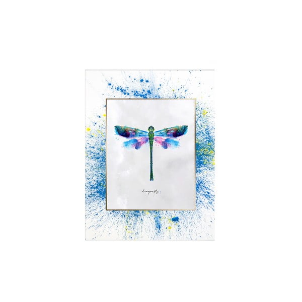 Obraz na płótnie w białej ramie Tablo Center Dragonfly, 29x24 cm