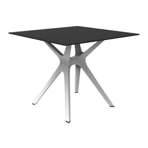 Stół z białymi nogami i czarnym blatem odpowiedni na zewnątrz Resol Vela, 90x90 cm
