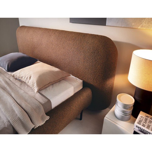 Tapicerowane łóżko dwuosobowe ze schowkiem ze stelażem 160x200 cm w kolorze terakoty Pointt – ELTAP-image-3