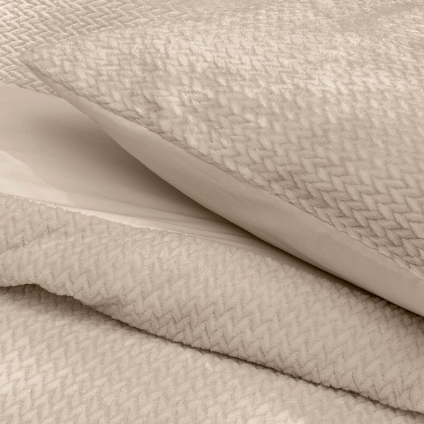 Beżowa flanelowa pościel dwuosobowa 3-częściowa 240x220 cm Flanela – douceur d'intérieur-image-2