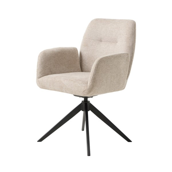 Kremowy tapicerowany fotel jadalniany z podłokietnikami Roxana – Unique Furniture-image-2