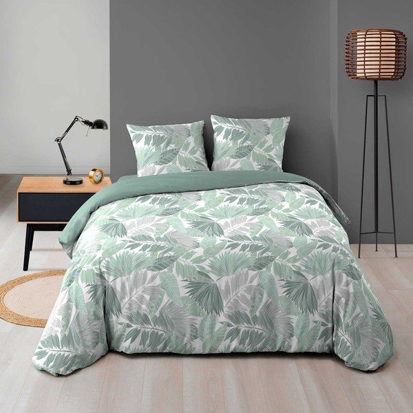 Zielona pościel dwuosobowa z mikfroflaneli 240x220 cm Epicea – douceur d'intérieur-image-1