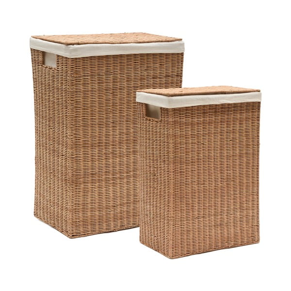Rattanowe kosze na pranie w naturalnym kolorze zestaw 2 szt. Indali – Kave Home