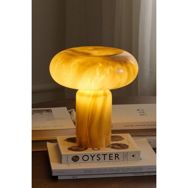 Szklana lampa stołowa w kolorze khaki (wysokość 28 cm) Aurora – Ellos Home-image-1