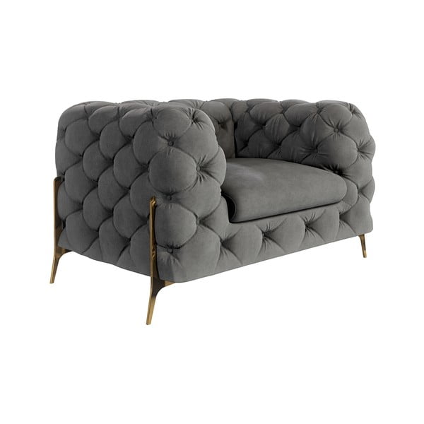 Szary aksamitny fotel Chelsea Bis – Ropez