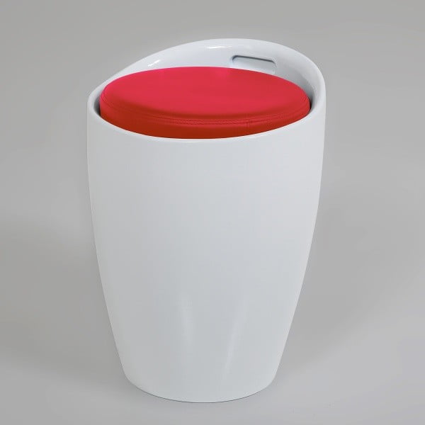 Biało-czerwony stołek ze schowkiem Actona Minxie