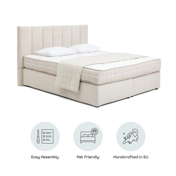 Beżowe łóżko kontynentalne 180x200 cm Olia Bold Line – Bonami Selection-image-4