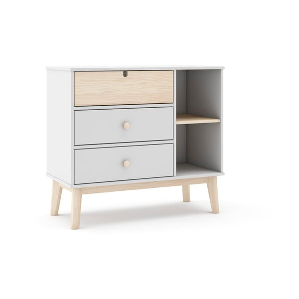 Biała niska komoda dziecięca 90x40 cm Estefania – Marckeric-image-3
