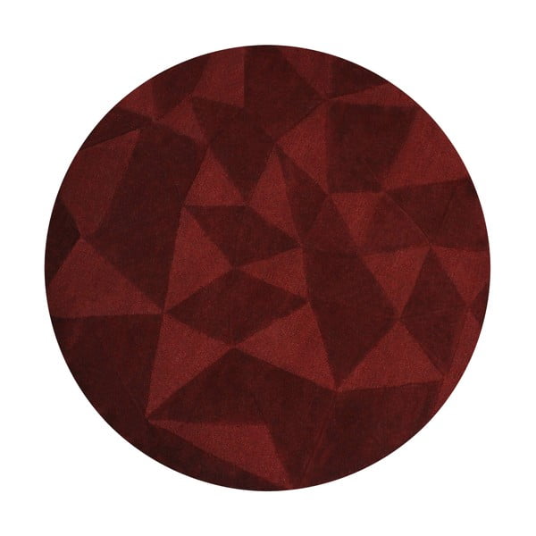 Bordowy wełniany okrągły dywan tkany ręcznie ø 160 cm Shard Red – Flair Rugs