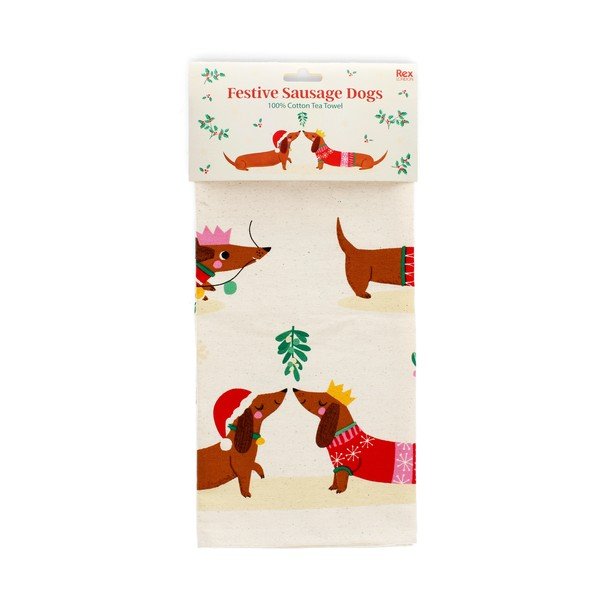 Bawełniana ścierka 70x50 cm Festive Sausage Dog – Rex London-image-4