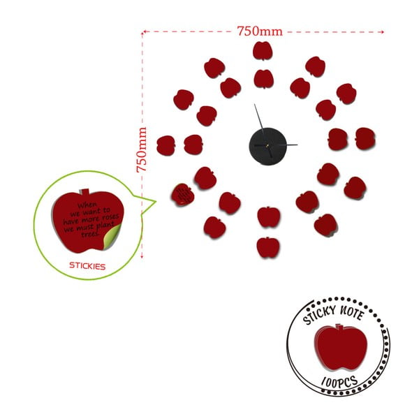 Zegar samoprzylepny Mauro Ferretti Apples, ⌀ 75 cm-image-2