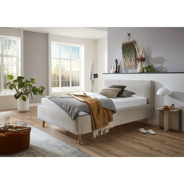 Beżowe tapicerowane łóżko jednoosobowe bez stelaża 120x200 cm Mattis – Meise Möbel-image-1