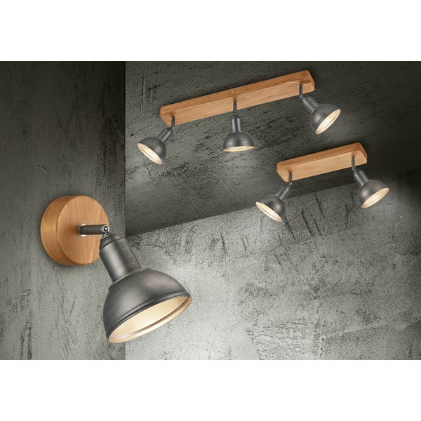 Ciemnoszaro-naturalna lampa punktowa 11x18 cm Delhi – Trio-image-1