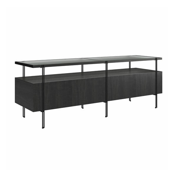 Czarna szafka pod TV w dekorze dębu 140x50 cm Wainwright – Queer Eye-image-4