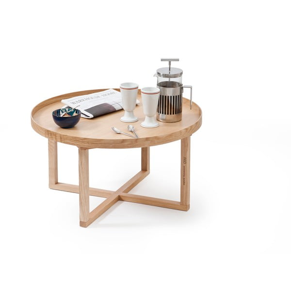 Okrągły stolik z drewna dębowego Wireworks Round, Ø 66 cm-image-3