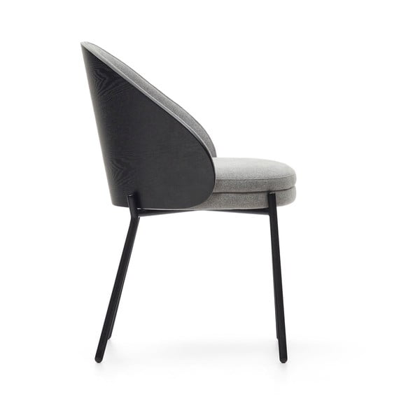 Czarny/szary tapicerowany fotel jadalniany Eamy – Kave Home-image-3