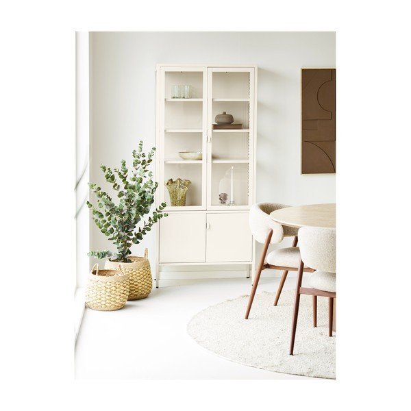 Kremowa stalowa witryna 80x180x35 cm Brisbane – House Nordic-image-1