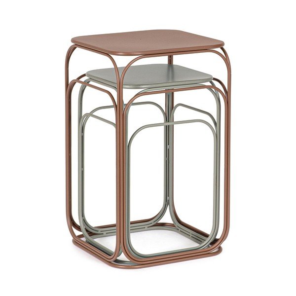 Szaro-ceglaste metalowe stoliki zestaw 2 szt. 36x36 cm Clarity – Bizzotto-image-1