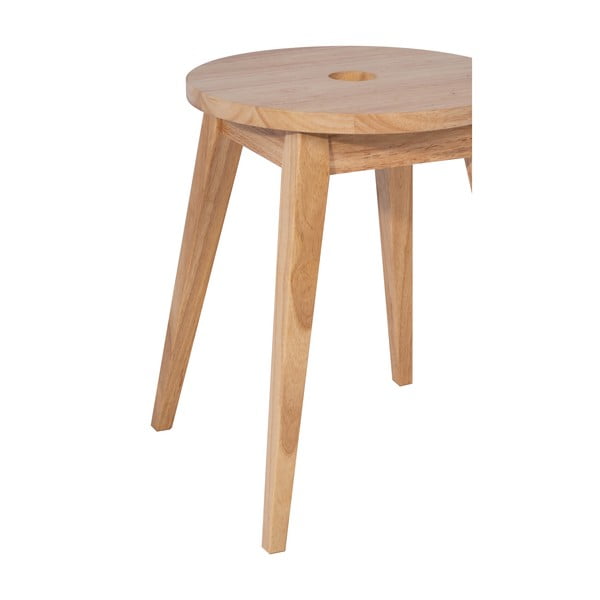 Stołek z litego drewna kauczukowego w jasnym naturalnym kolorze Club – Bonami Essentials-image-3