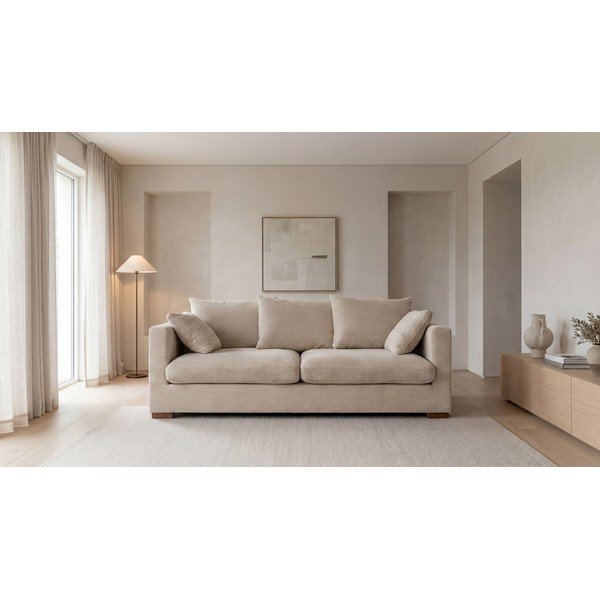 Beżowa sztruksowa sofa 220 cm Comfy – Scandic-image-4
