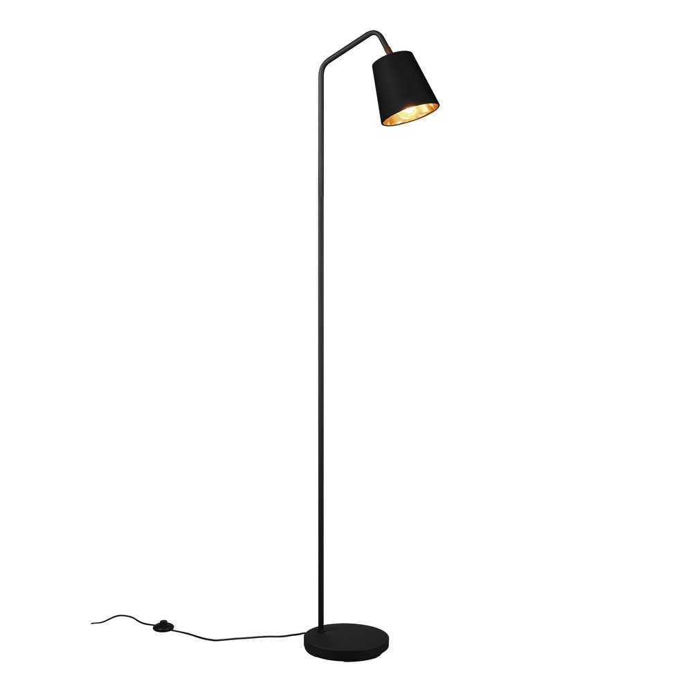 Czarna lampa stojąca z tekstylnym kloszem (wys. 148 cm) Buddy – Reality