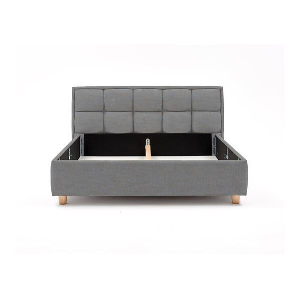 Błękitne dwuosobowe łóżko ze stelażem i schowkiem DlaSpania Karme, 160x200 cm-image-3