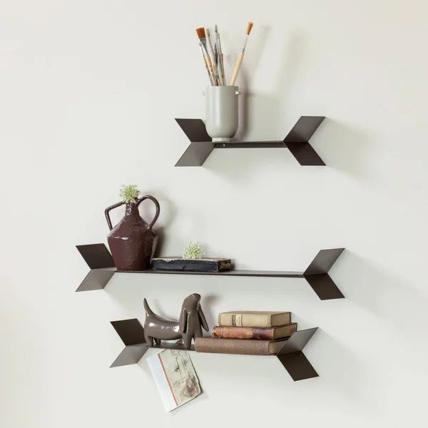 Brązowe metalowe półki zestaw 3 szt. 80 cm Lorin – WOOOD-image-1