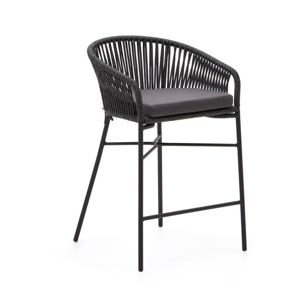 Czarny metalowy/tapicerowany hoker ogrodowy Yanet – Kave Home