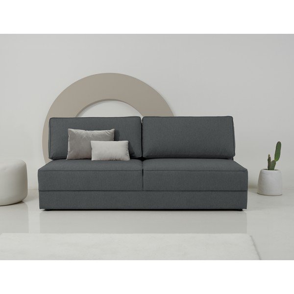 Ciemnoszara rozkładana sofa ze schowkiem 202 cm Dora – Scandic-image-1