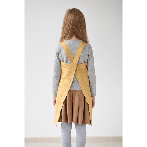 Dziecięcy żółty lniany fartuch Linen Tales Pinafore, 72x45 cm-image-1