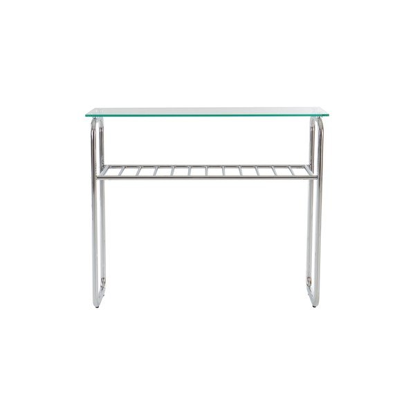 Konsola ze szklanym blatem w kolorze srebra z połyskiem 32x100 cm Walle – Jotex-image-2