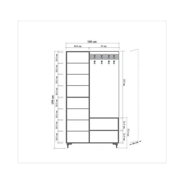 Brązowo-biały zestaw do przedpokoju z lustrem Inci Tree, wys. 196 cm-image-3