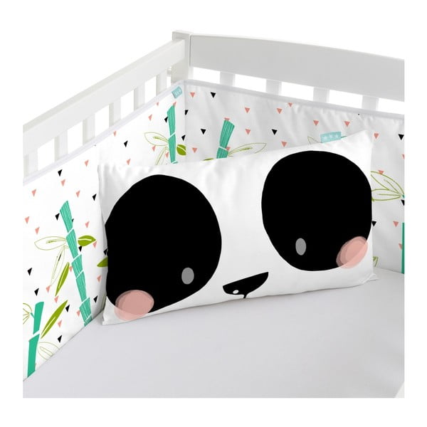 Bawełniany ochraniacz do łóżeczka Moshi Moshi Panda, 210x40 cm-image-1