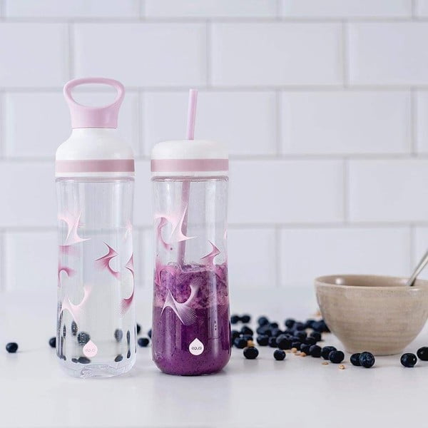 Fioletowo-biała butelka na wodę z wieczkiem i słomką Equa Flow Wave 2w1, 800 ml-image-1