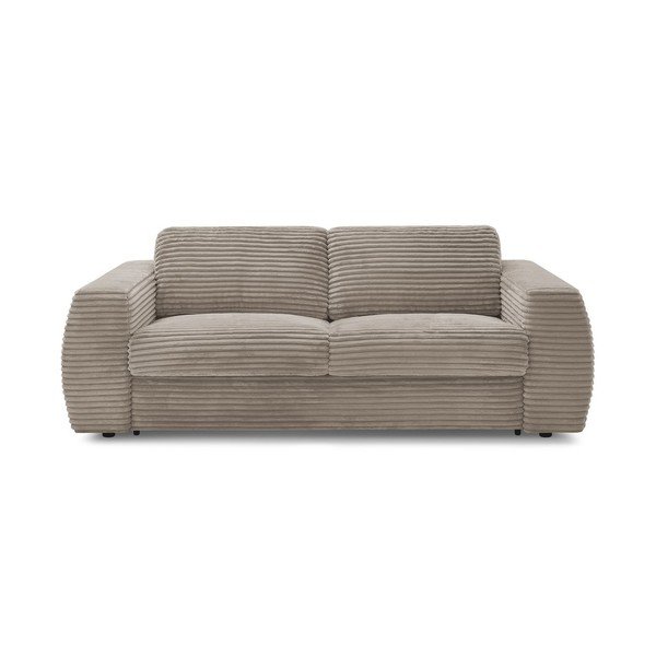 Szarobrązowa sztruksowa sofa do spania/rozkładana 220 cm Hugo – Bobochic Paris