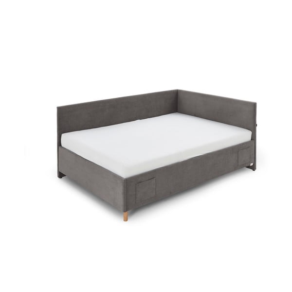 Antracytowe tapicerowane narożne łóżko dziecięce ze schowkiem ze stelażem 120x200 cm Cool – Meise Möbel