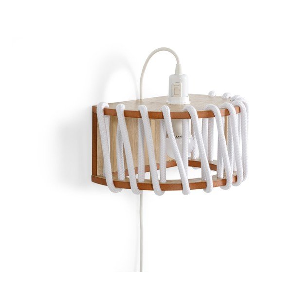 Biały kinkiet z drewnianą konstrukcją EMKO Macaron, dł. 30 cm-image-2